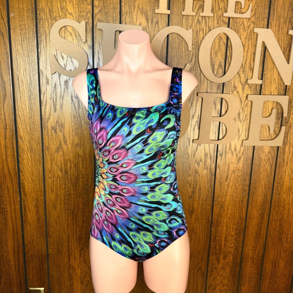 Inches Away One Piece Swimsuit Womens 10 Multicolor Festival Y2K Retro Indie
